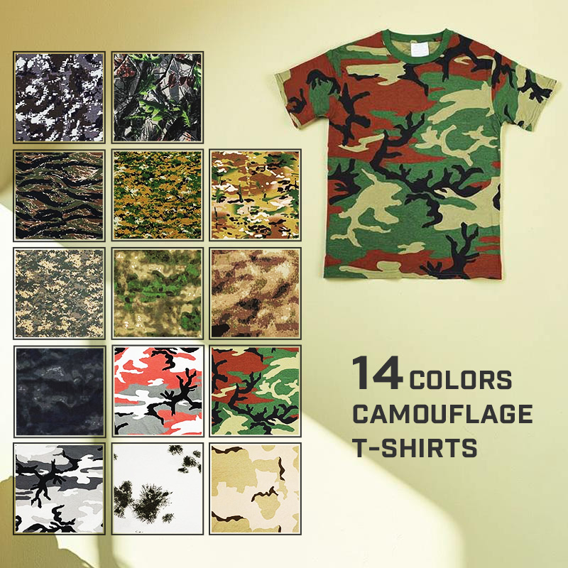 迷彩 カモフラージュ 半袖Tシャツ 丸首Tシャツ JT048YN