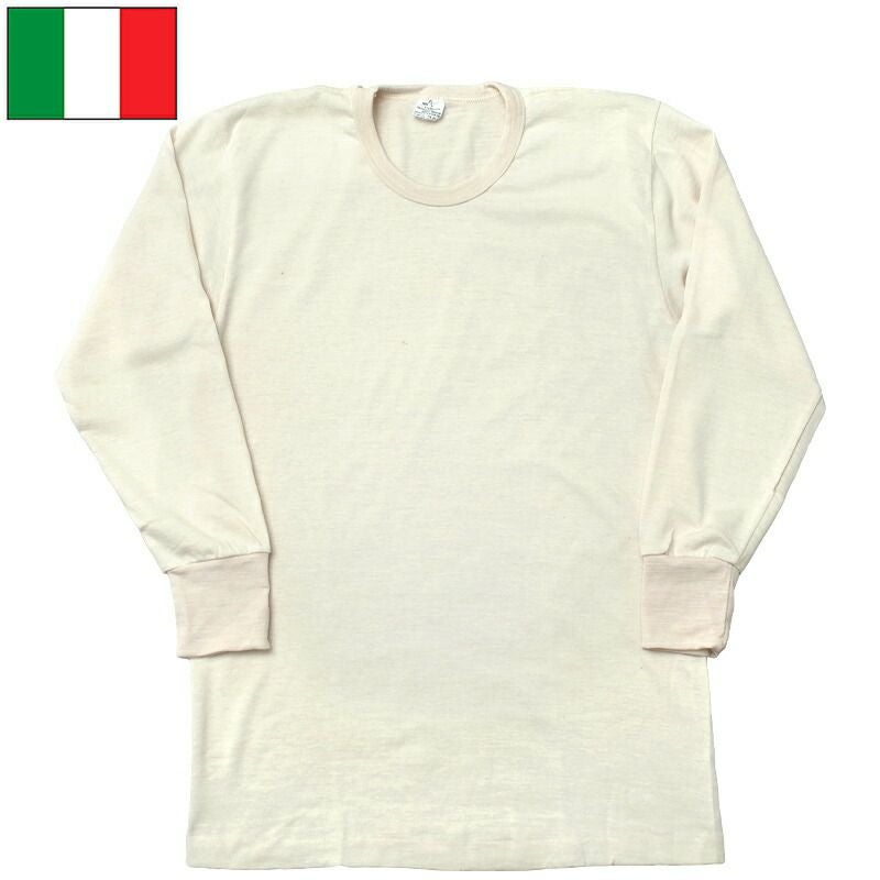 メール便可 イタリア軍 アンダーシャツ オートミール デッドストック