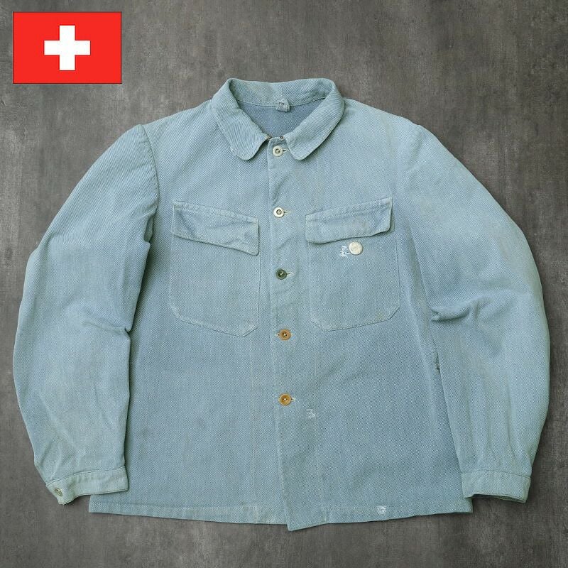 スイス軍 デニムジャケット ブルー オールドスタイル USED JJ184UN