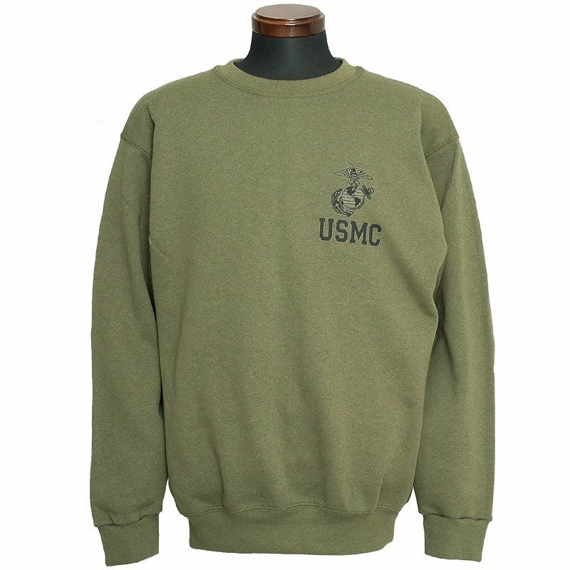 米軍 U.S.M.C. スウェットシャツ オリーブ デッドストック JU054NN