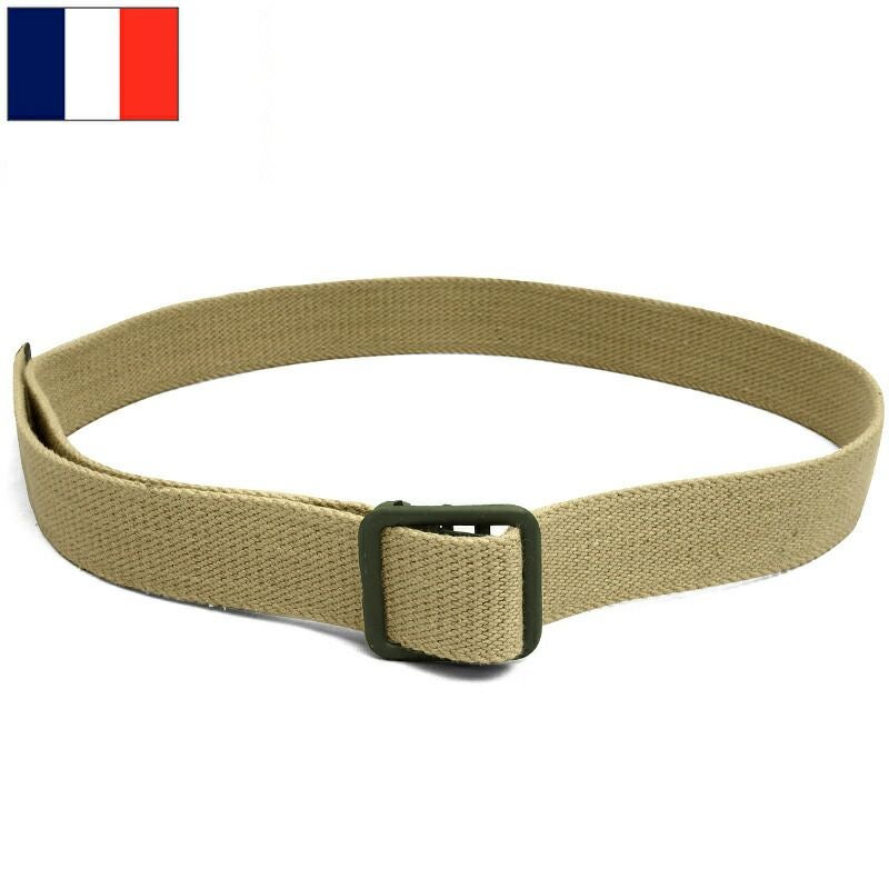 メール便可 フランス軍 オープンバックル キャンバスベルト カーキ