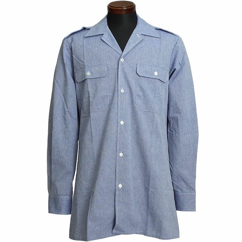 フランス軍 NAVY シャンブレーシャツ メンズ 長袖 デッドストック JS140NN
