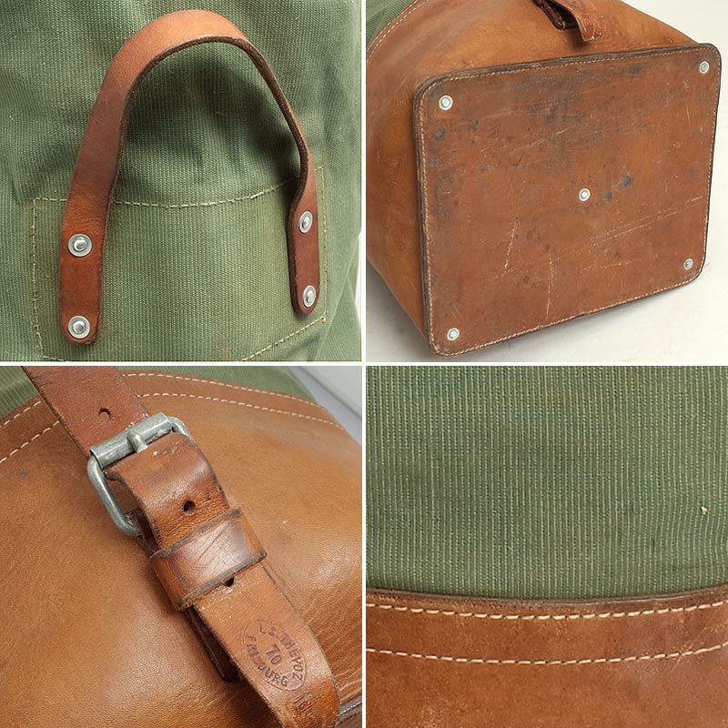 30%OFF！□スイス軍 マウンテンダッフルバッグ レザーボトム USED