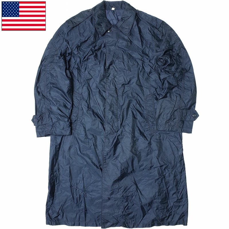 50%OFF！□米軍 USAF ナイロン レインコート AFブルー USED JR032UN
