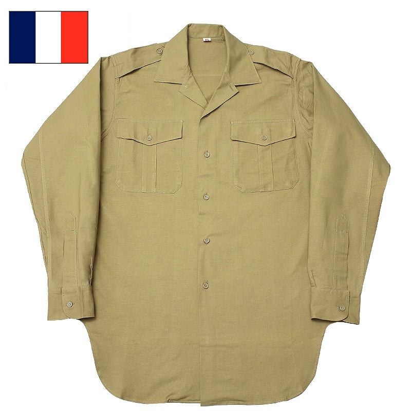 フランス軍 m-47 チノトラウザー　ミリタリー シャツ　セットアップ フランス軍 M47 チノシャツ ラウンドボトム 長袖 デッドストック