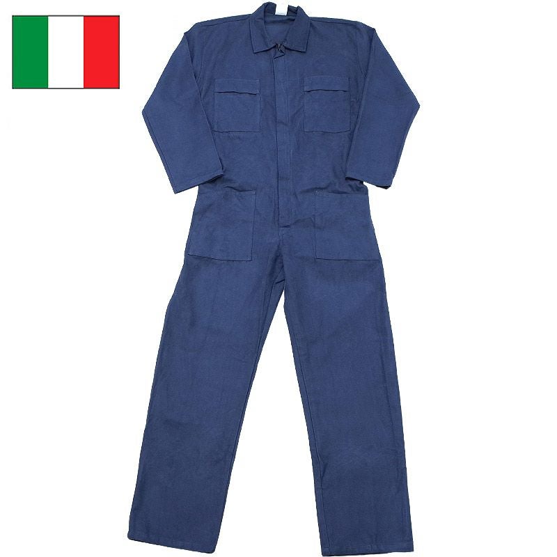 イタリア軍 ワークカバーオール モールスキン ネイビー デッドストック