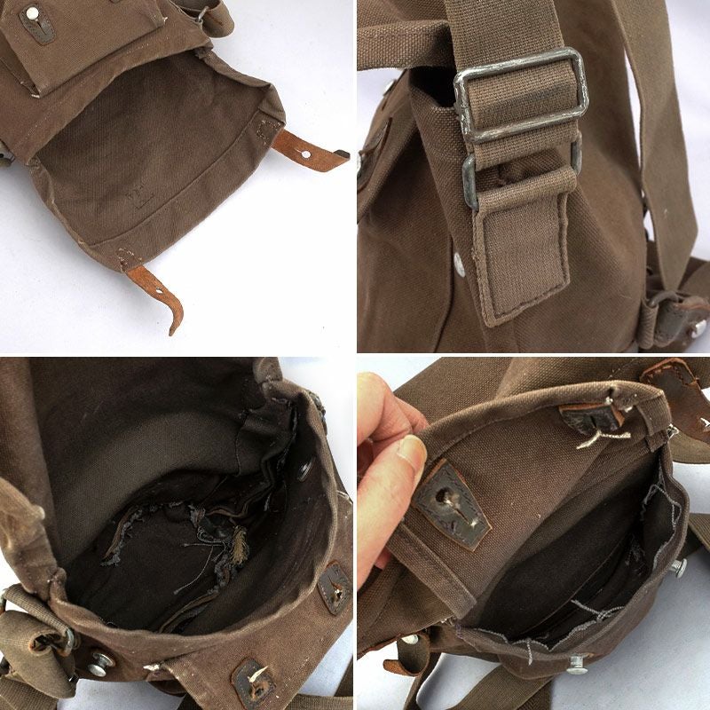 スウェーデン軍 ガスマスクバッグ レザーボトム USED BS009UN SWD 鞄