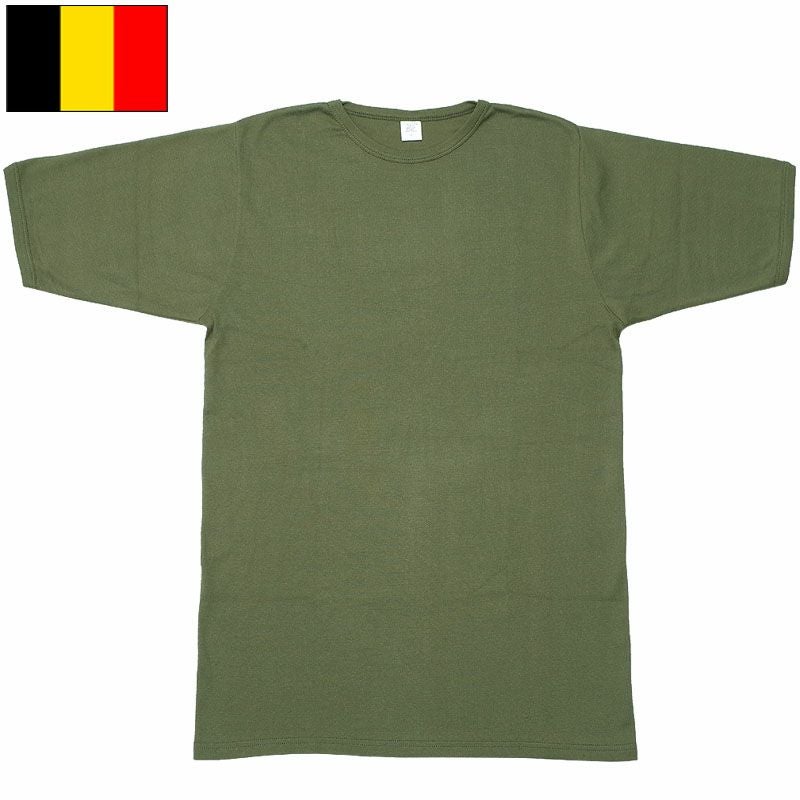 メール便可 ベルギー軍 クルーネック 半袖Tシャツ オリーブ デッド