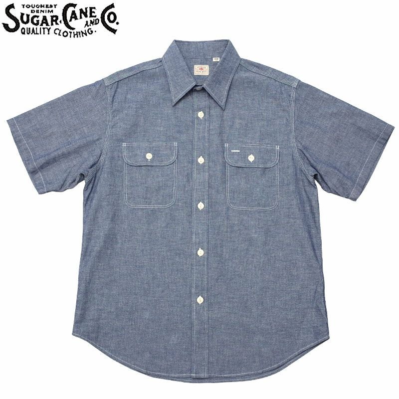 SUGARCANE シュガーケーン #SC37941 半袖 ブルーシャンブレー ワーク