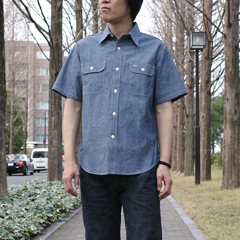 SUGARCANE シュガーケーン #SC37941 半袖 ブルーシャンブレー ワークシャツ