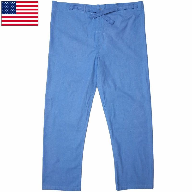 50%OFF！□米軍 フランネル パジャマパンツ ブルー デッドストック