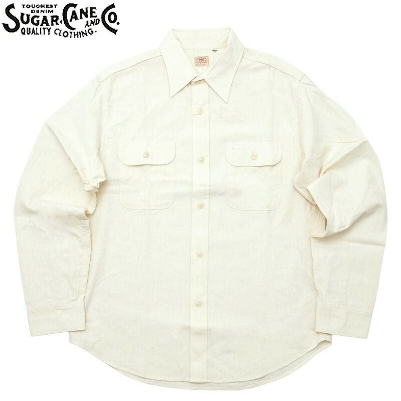 SUGARCANE シュガーケーン #SC27851 長袖 ホワイトシャンブレー ワークシャツ