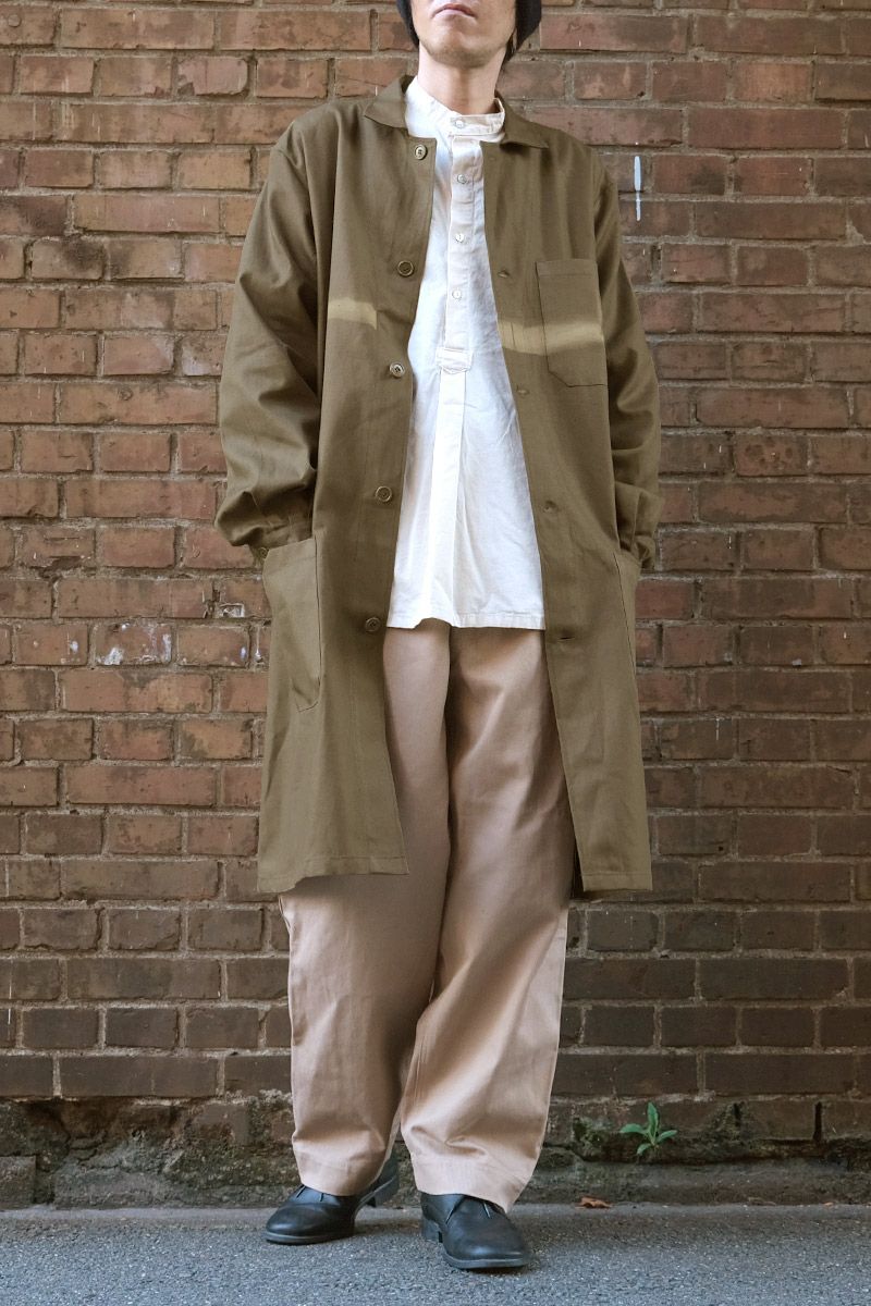 18AW JULIUS オーサイズリネンコート division.期 ブラウン チェコ軍 ワークコート ブラウン デッドストック 日焼けあり JC169NN