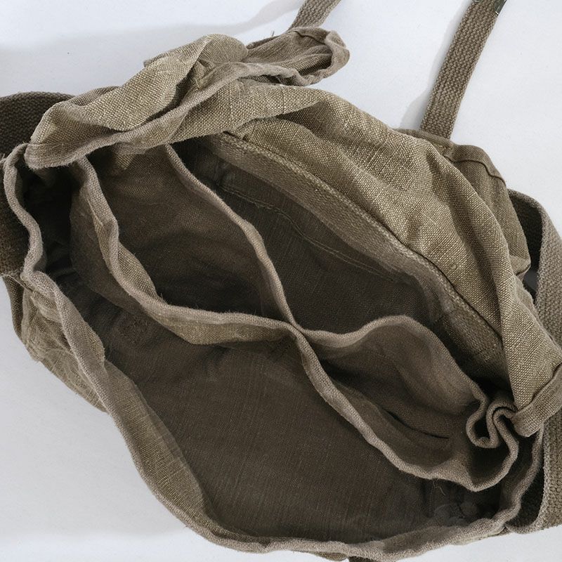 フランス作家　軍物毛布とレザーのショルダーバッグ フランス軍 TTA ショルダーバッグ リネン USED BS012UN マセットバッグ