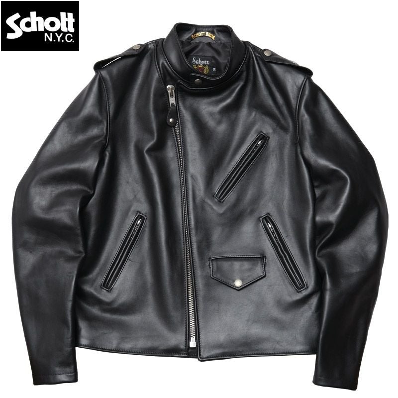 Schott ブラック 7316 スタンドカラー ダブル ライダースジャケット 楽天市場】Schott ショット 603US Onestar Riders Leather Jacket
