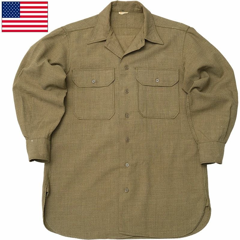 米軍 M37 ウールシャツ 長袖 カーキ USED アメリカ軍 GI 陸軍 ARMY WW2