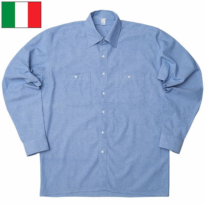 イタリア軍 MM シャンブレーシャツ ブルー 長袖 デッドストック