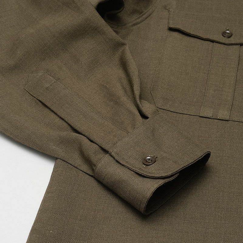 フランス軍 60s ウールシャツ 長袖 ブラウン デッドストック JS200NN