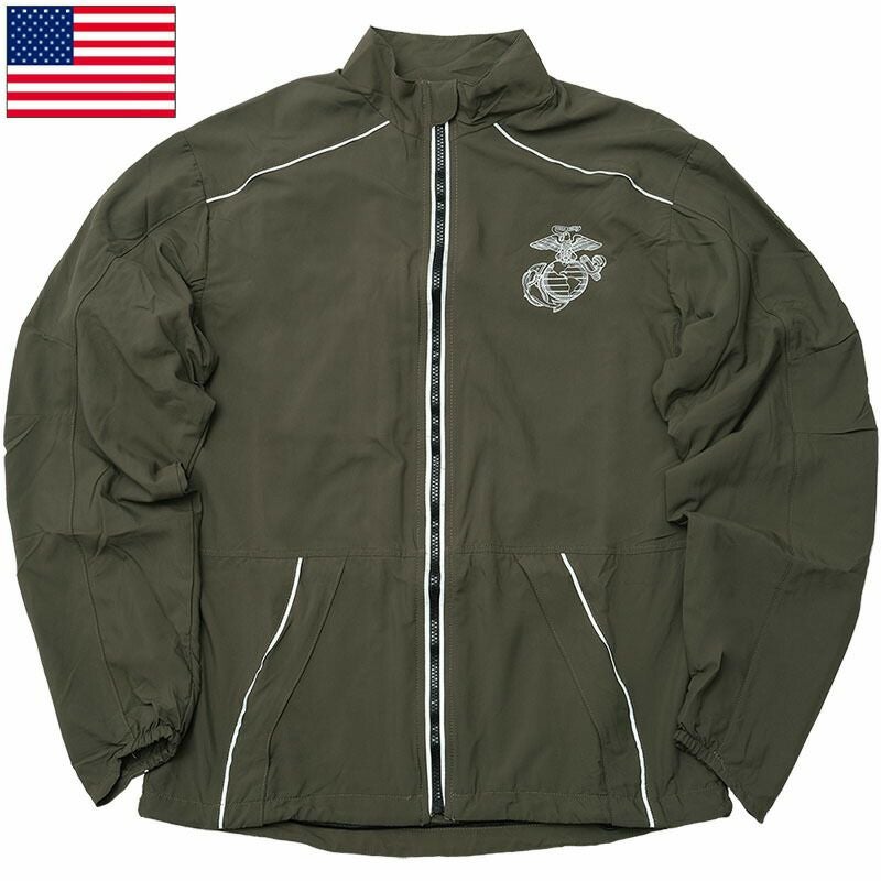 米軍 実物 海兵隊 トレーニングウェア 米軍 USMC トレーニングジャケット ナイロン オリーブ デッドストック