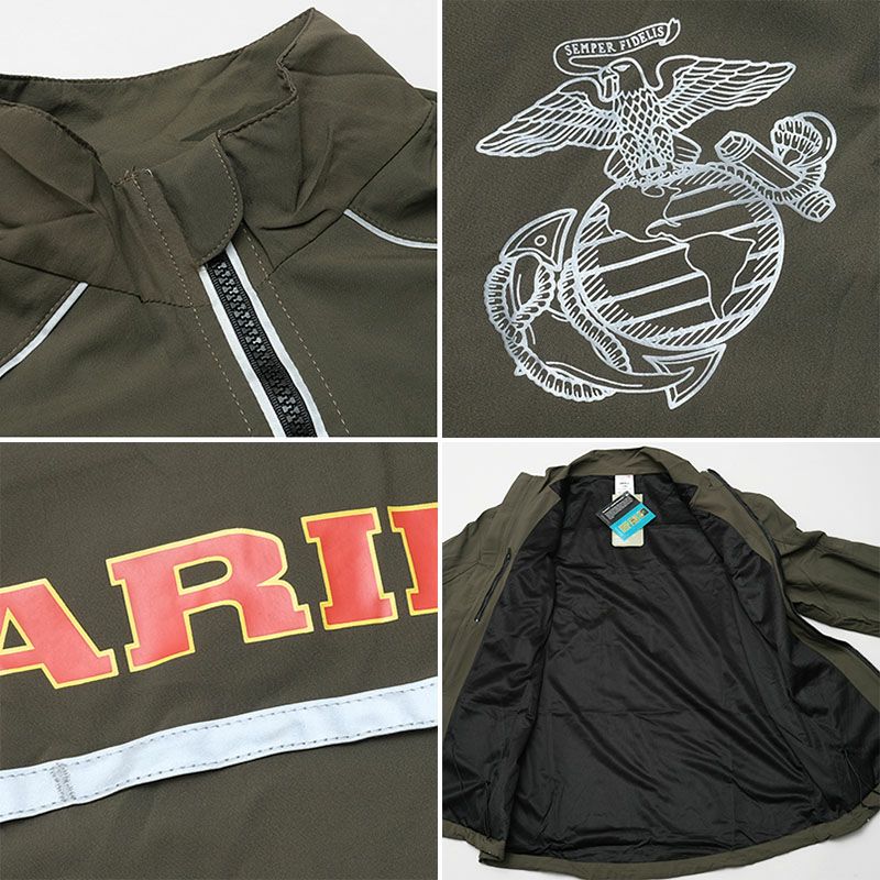 米軍 USMC トレーニングジャケット ナイロン オリーブ デッドストック 
