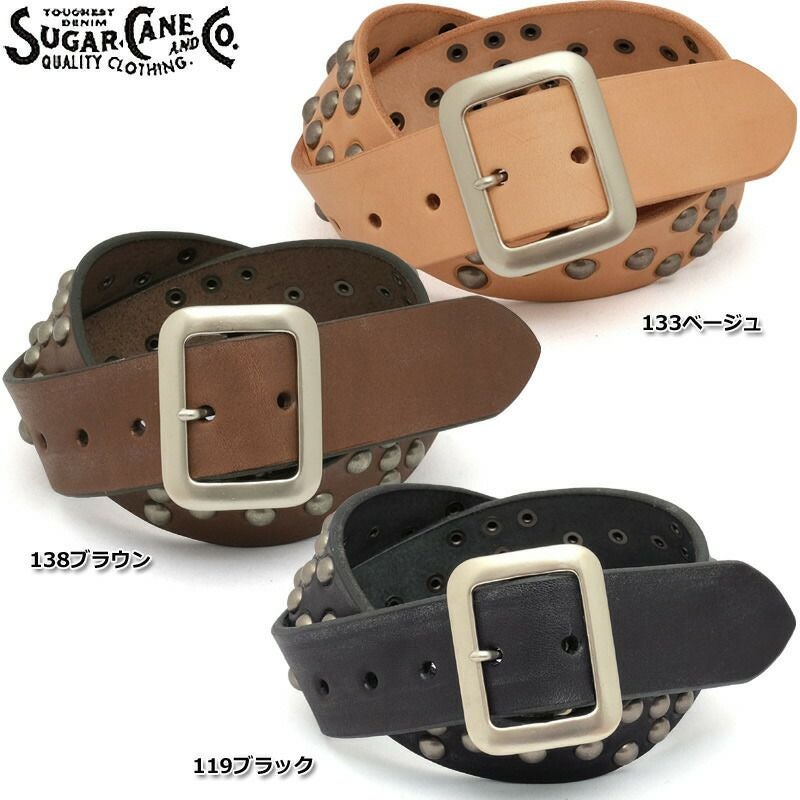 【極厚極上品】SUGAR CANE シュガーケーン　高級本革スタッズレザーベルト SUGARCANE シュガーケーン #SC02321 スタッズ レザーベルトメンズ 男性
