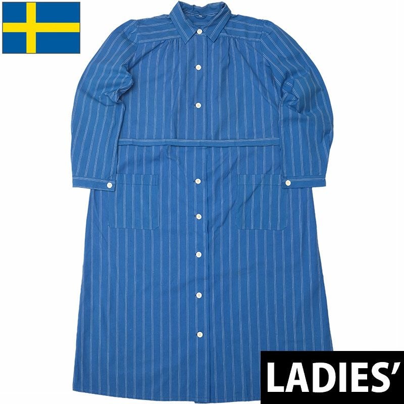スウェーデン軍 ホスピタルコート ブルー ストライプ レディース