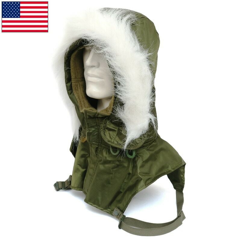 米軍 コールドウェザーフード ナイロン オリーブ デッドストック