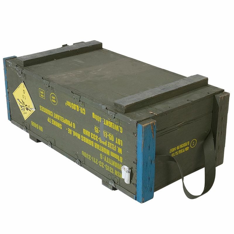 イタリア軍 81mm 迫撃砲弾 ウッドボックス 67×33×26cm USED BX196UN