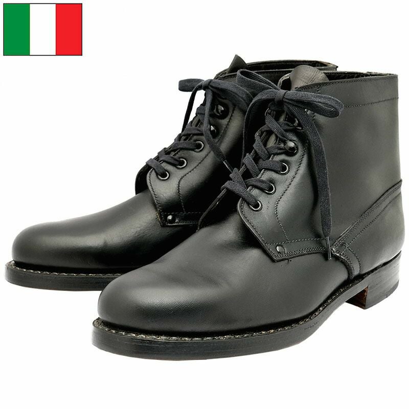 Mickey レザーアンクルブーツ 職人手仕事 イタリア製 イタリア軍 AMI レザー アンクルブーツ ブラック デッドストック