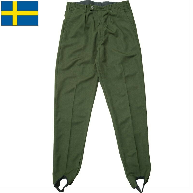 スウェーデン軍 ドレスパンツ ウールポリエステル グリーン USED SWD