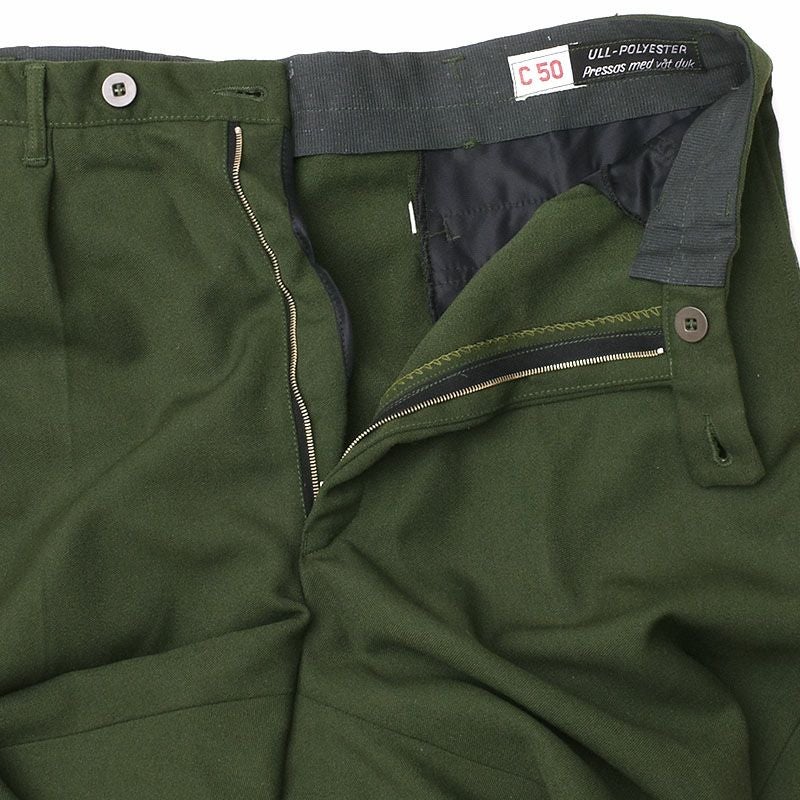 スウェーデン軍 ドレスパンツ ウールポリエステル グリーン USED SWD