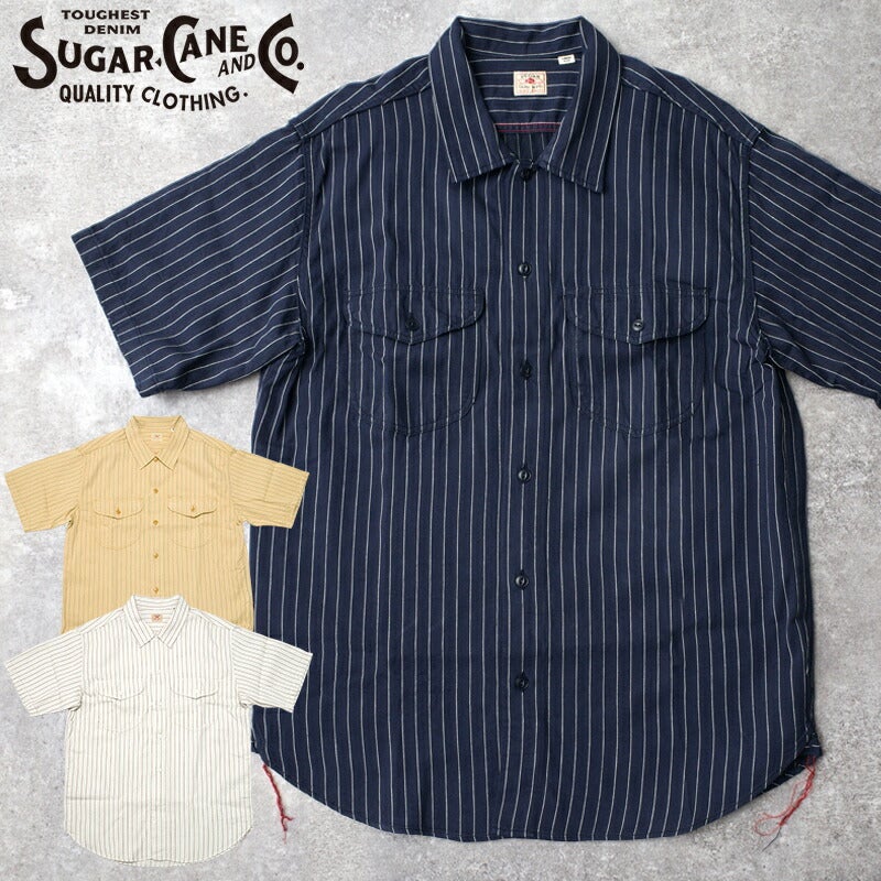 SUGARCANE シュガーケーン #SC38699 半袖 コークストライプ ワーク