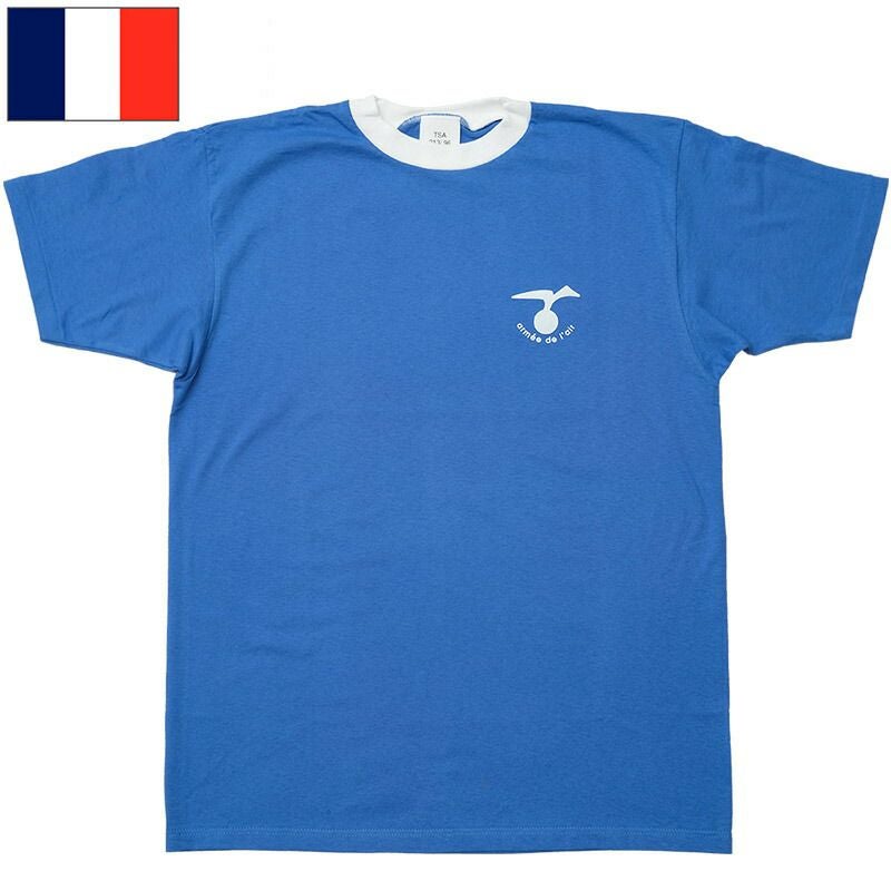 フランス軍 AF トレーニングTシャツ 半袖 ブルー デッドストック JT004NN