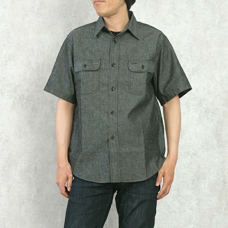 SUGARCANE シュガーケーン #SC39307 半袖 ブラックシャンブレー ワークシャツ