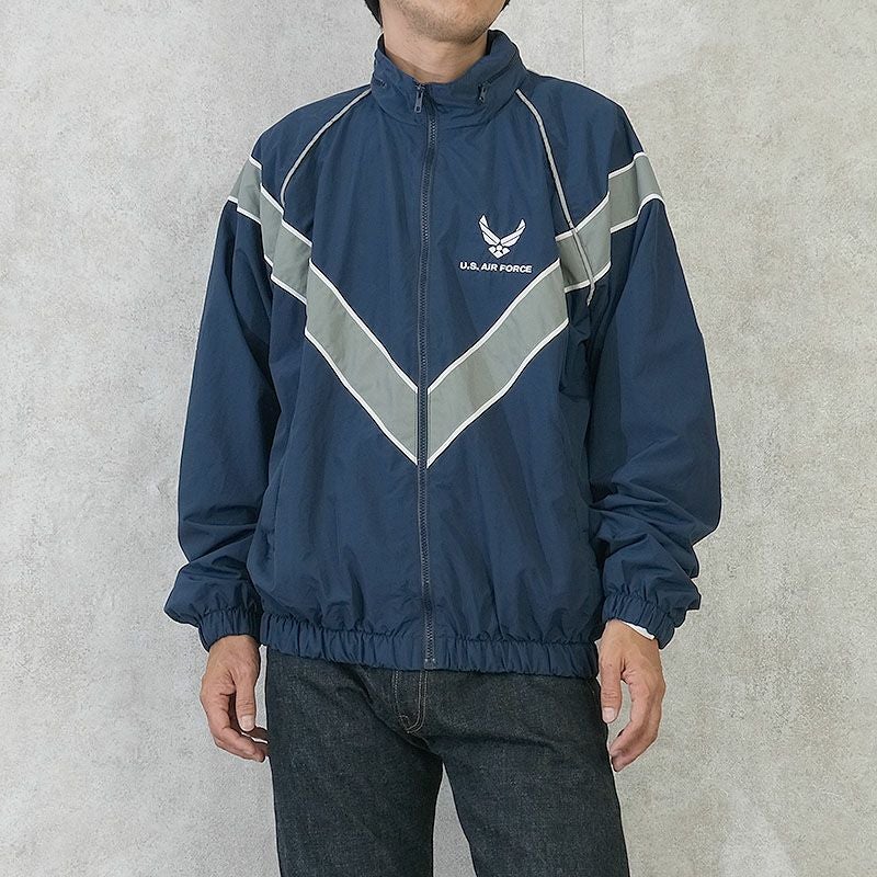 米軍 AIR FORCE PTU トレーニングジャケット ナイロン ネイビー USED 