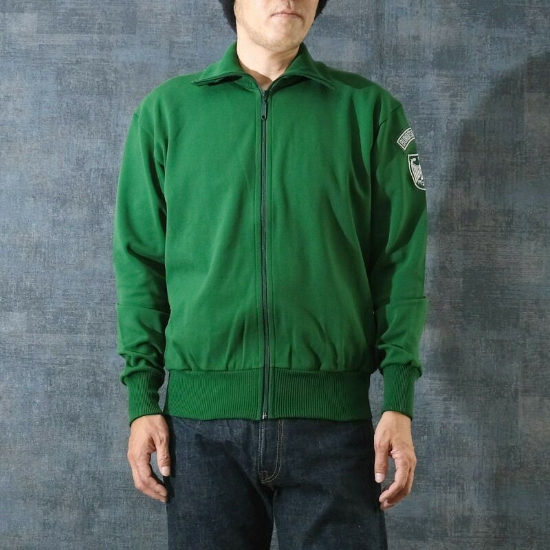  BB TRACKTOP M グリーンジャージ ドイツ BGS トレーニング ジムジャケット グリーン USED JJ384UN 連邦