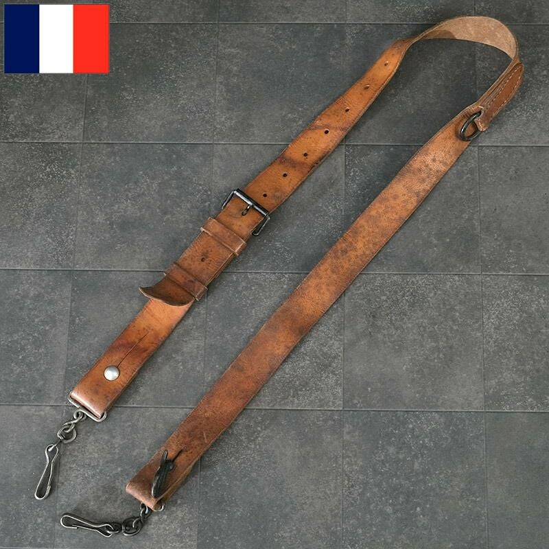 フランス軍 FM mle 1924/29軽機関銃用 レザースリング ブラウン USED