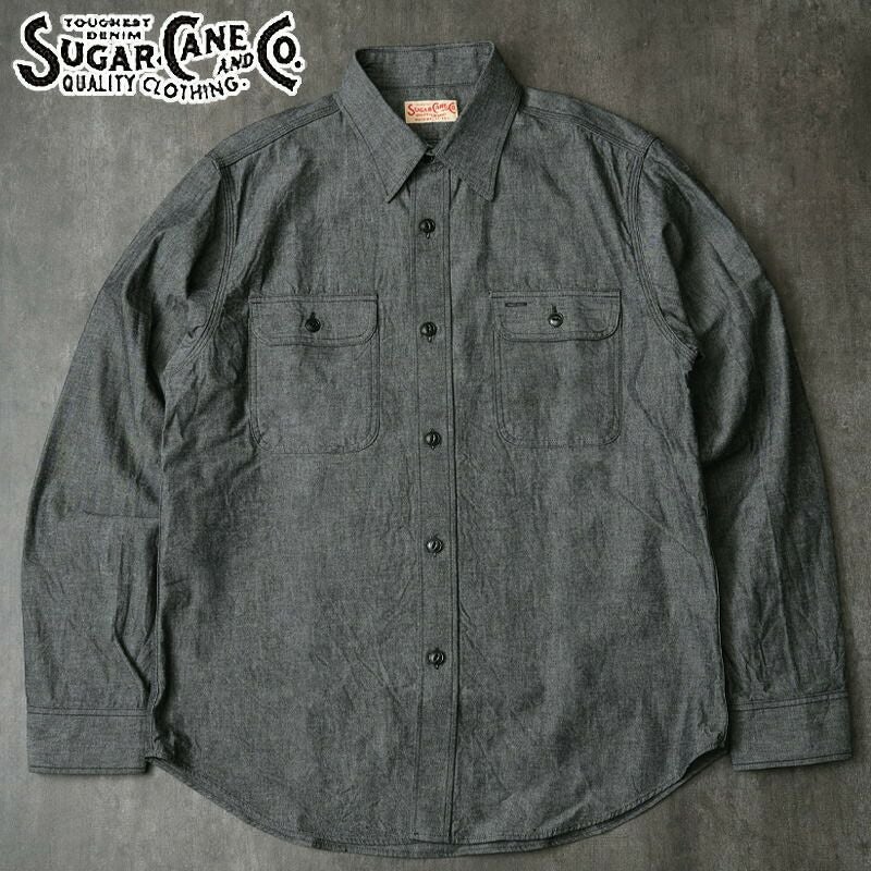 SUGARCANE シュガーケーン #SC29159 長袖 ブラックシャンブレー ワーク