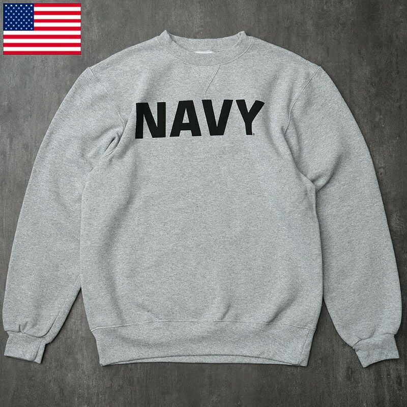 米軍 U.S.NAVY スウェットシャツ グレー NAVYロゴ NAVY PRIDE製 デッド