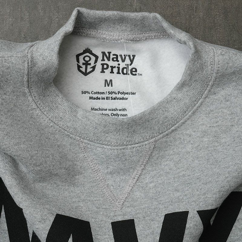 米軍 U.S.NAVY スウェットシャツ グレー NAVYロゴ NAVY PRIDE製 デッド