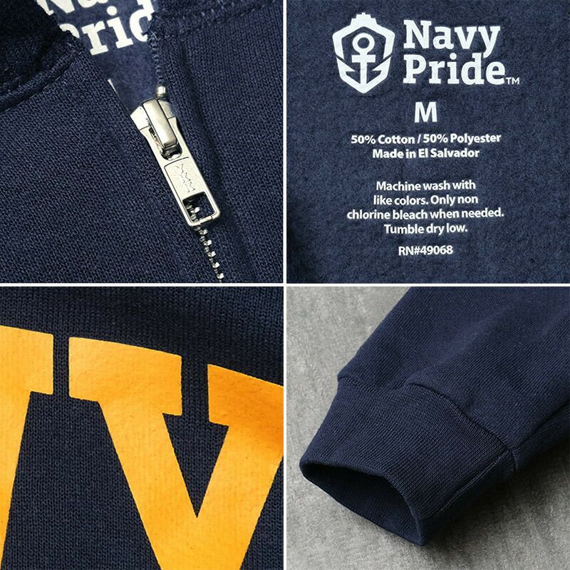 米軍 U.S.NAVY フルジップ スウェットパーカー ネイビー NAVYロゴ NAVY