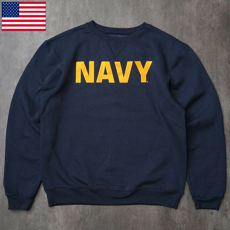 米軍 チャレンジ アメリカンミリタリー U.S NAVY 米軍 U.S.NAVY スウェットシャツ ネイビー NAVYロゴ デッドストック