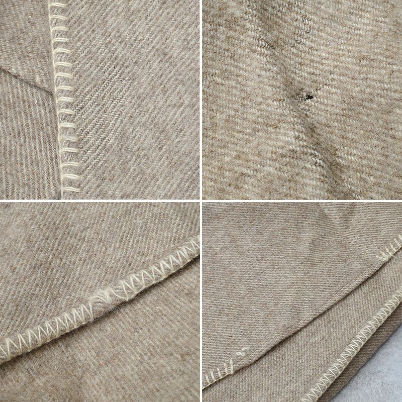 フランス軍 50s ウールブランケット ベージュ 160×190cm USED EE876UN