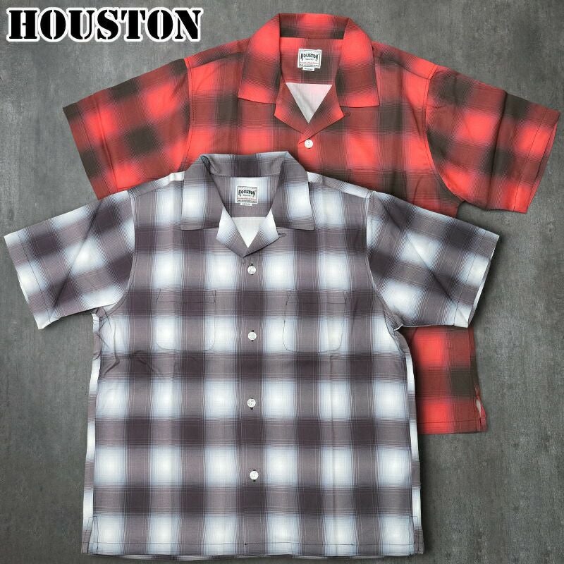 HOUSTON ヒューストン #41187 半袖 オンブレチェック シャツメンズ男性