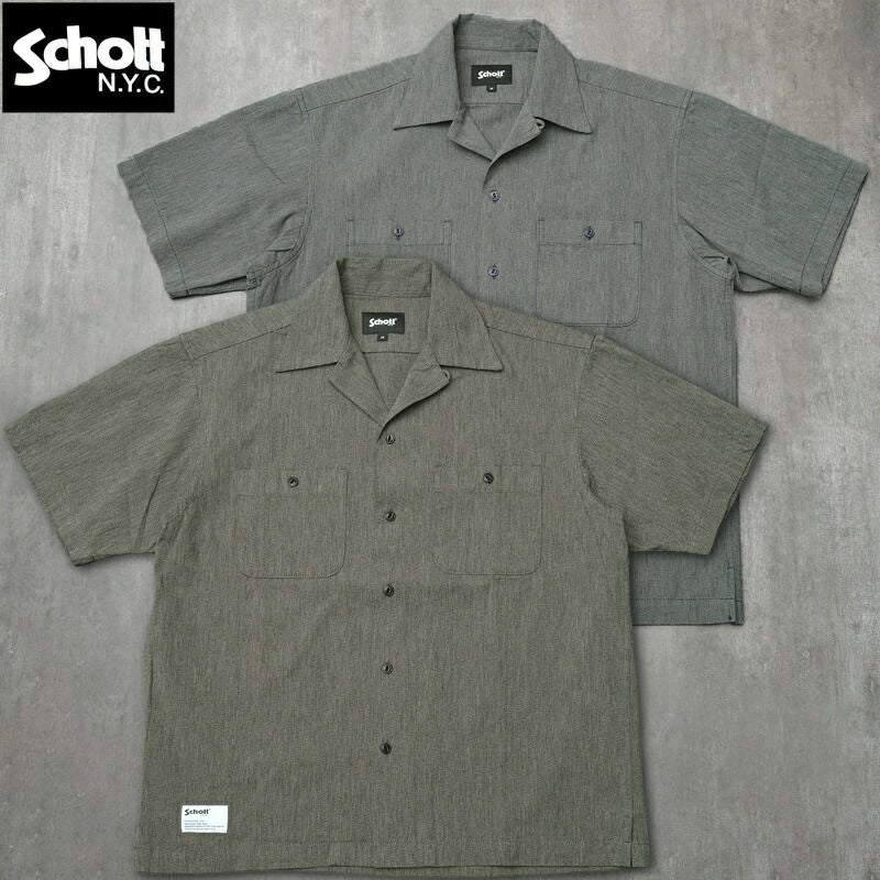 25%OFF！□Schott ショット #7825123011 半袖 コットンコバートシャツ
