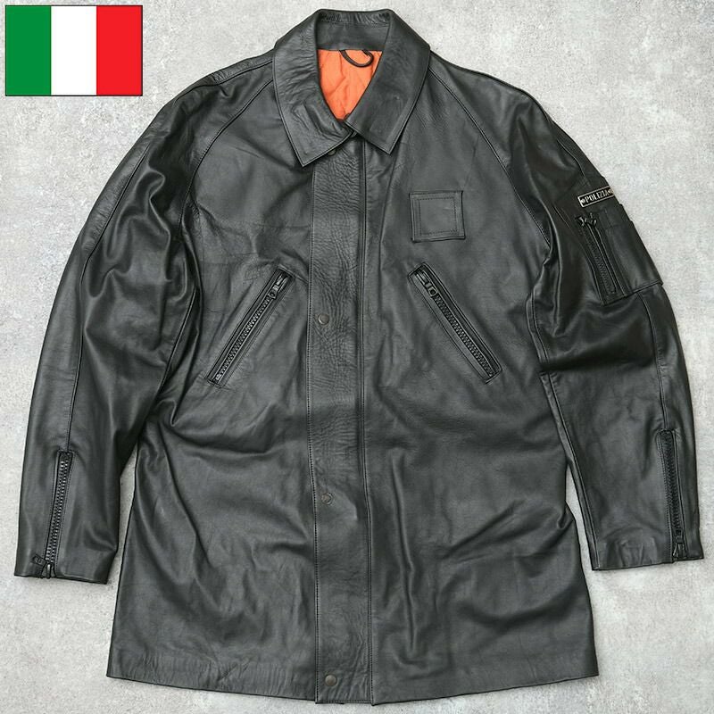 イタリア ポリス レザーハーフコート ブラック タイプA メンズ デッド