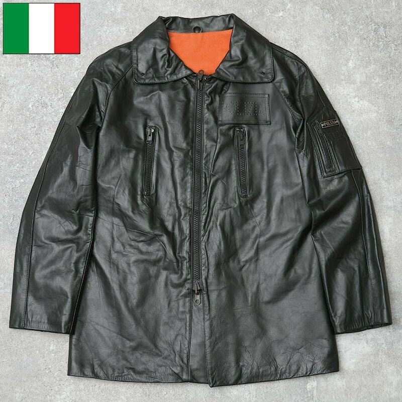 イタリア ポリス レザーハーフコート ブラック タイプC メンズ デッド