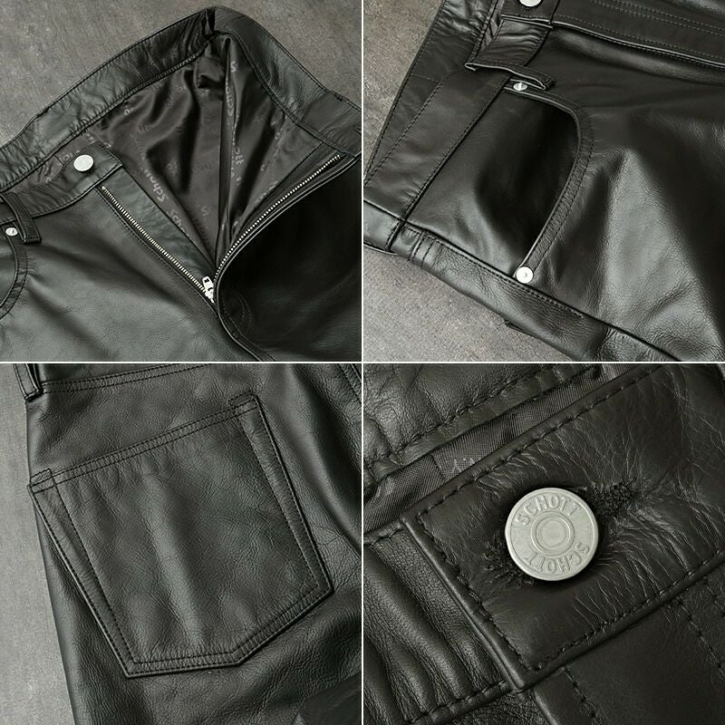 Schott ショット #7825915002 LOT.025 レザーパンツ メンズ 男性 黒 Schott ショット #7825915002 LOT.025 レザーパンツ メンズ 男性 黒