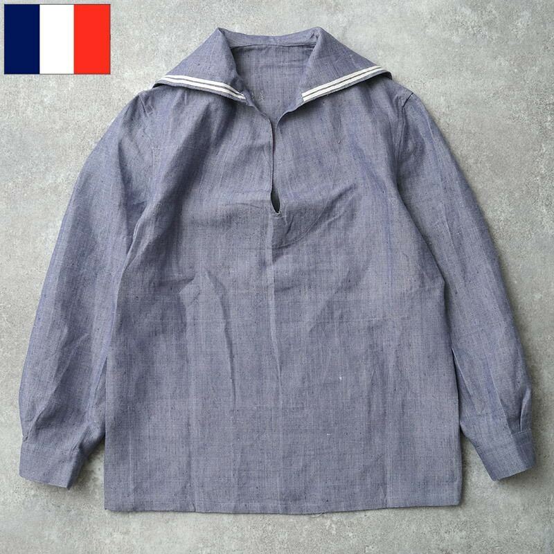 フランス軍 ラミー リネン セーラー服 ブルー デッドストック 50s 60s