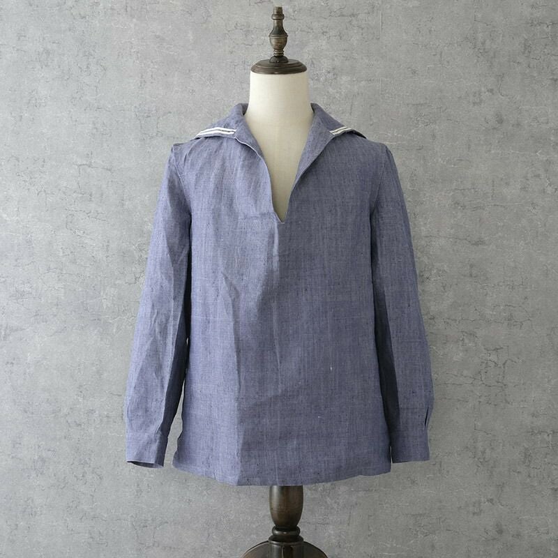 フランス軍 ラミー リネン セーラー服 ブルー デッドストック 50s 60s